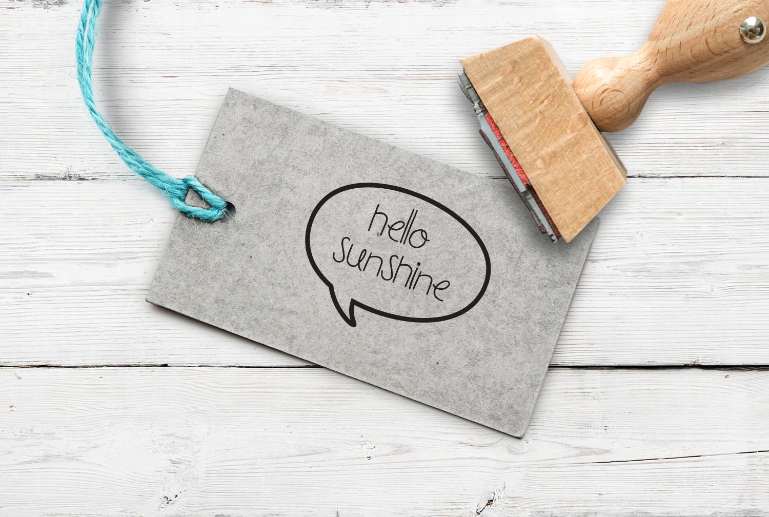 Stempel Sprechblase "hello sunshine", 35 mm