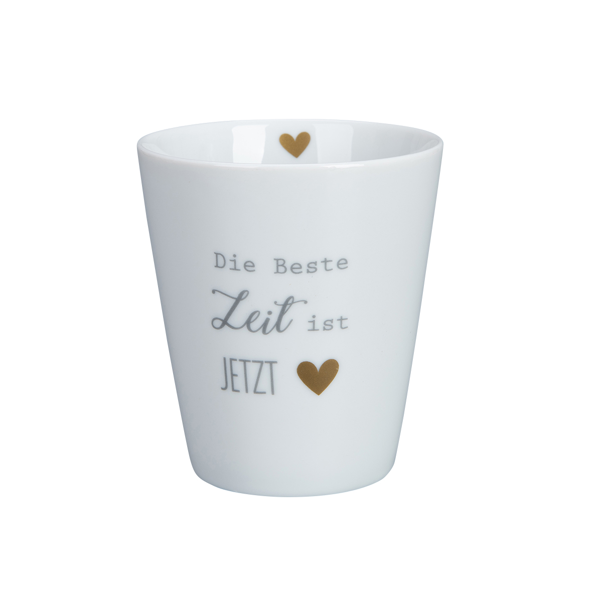 Tasse "Die beste Zeit ist jetzt", grau/gold