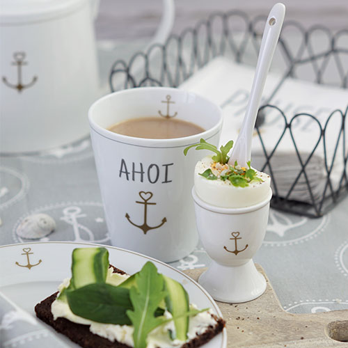 Tasse "Ahoi", grau/gold