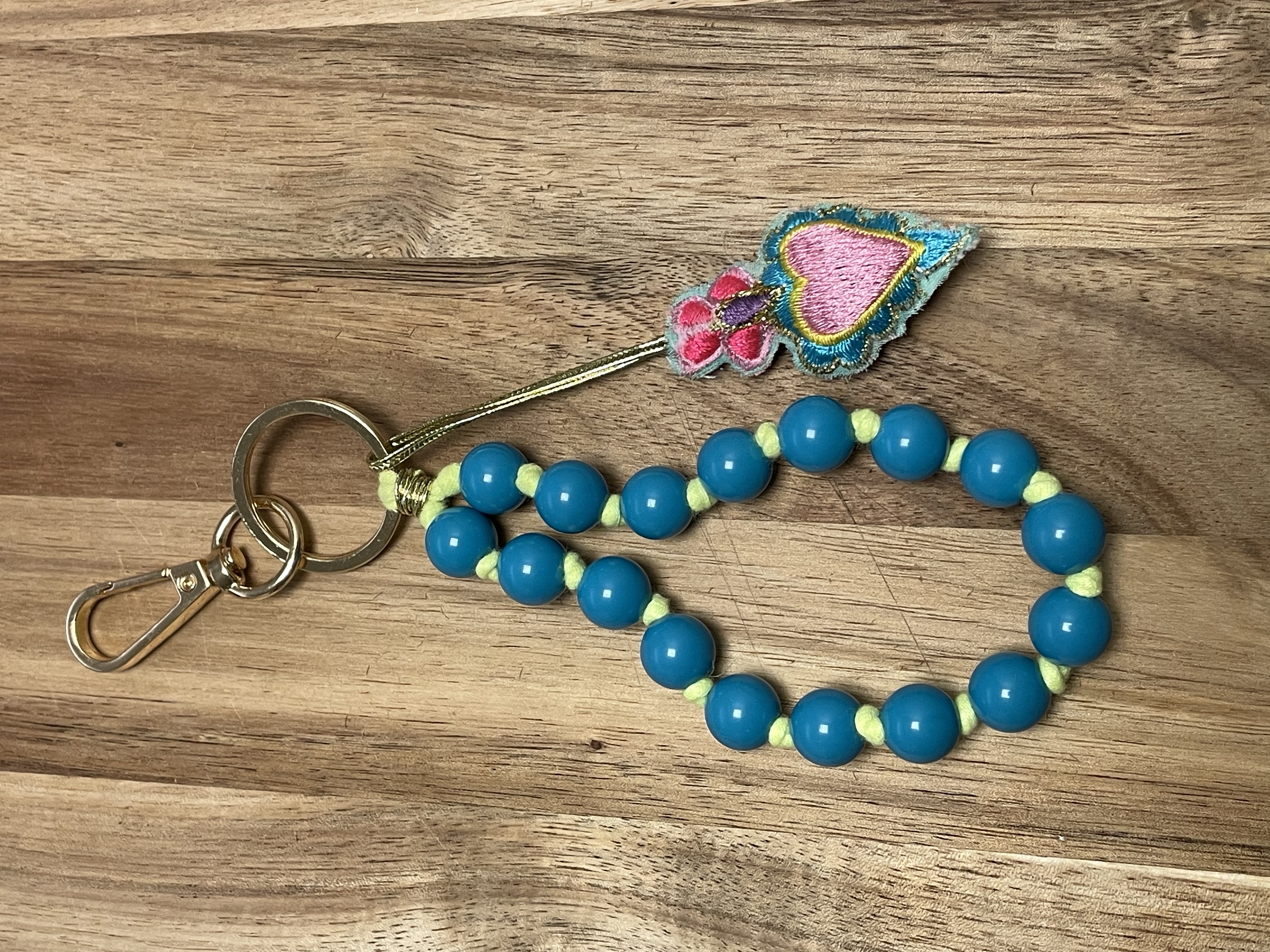 Schlüsselanhänger "bead chain", türkis