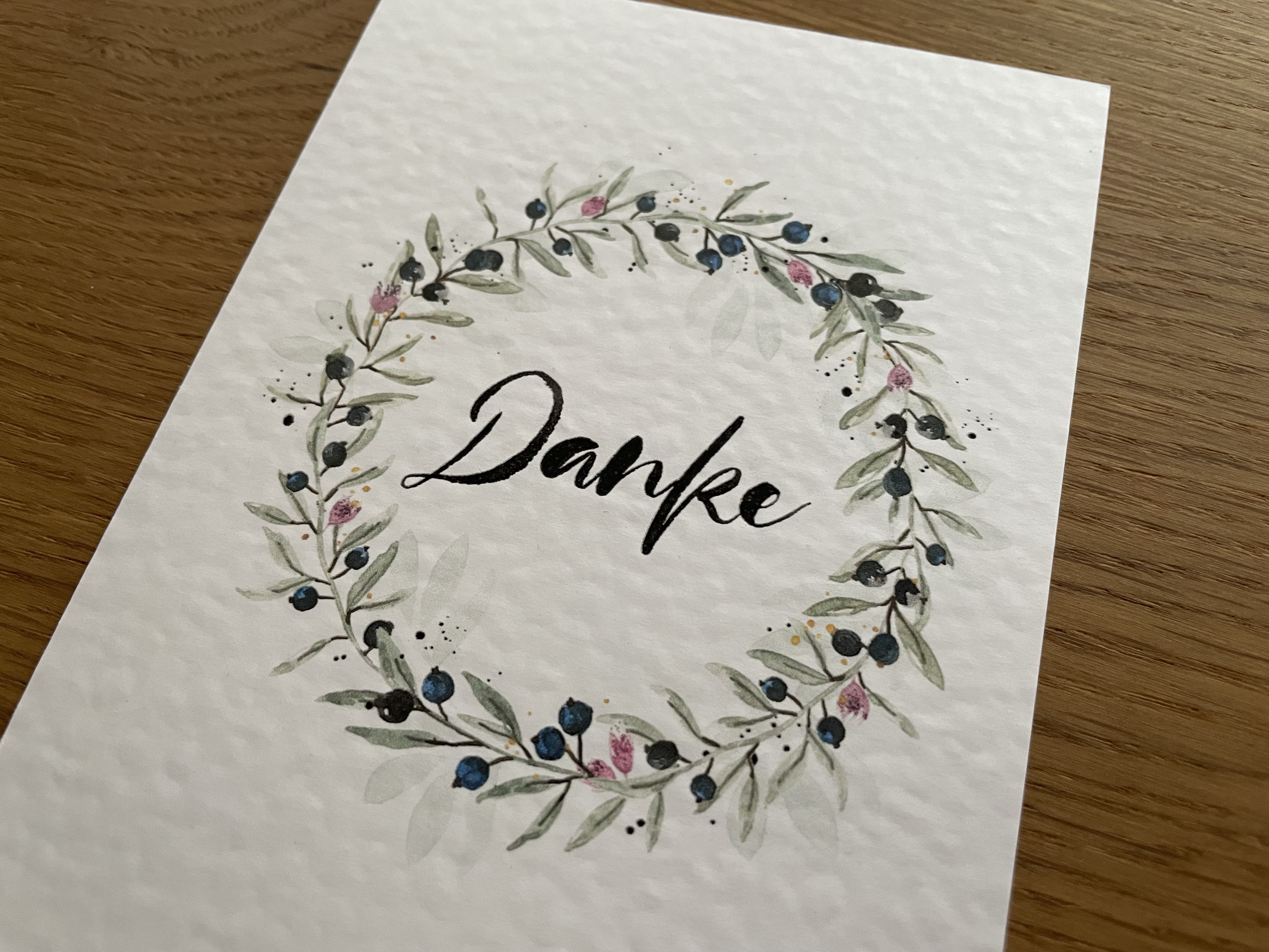 Postkarte "Danke" Kranz