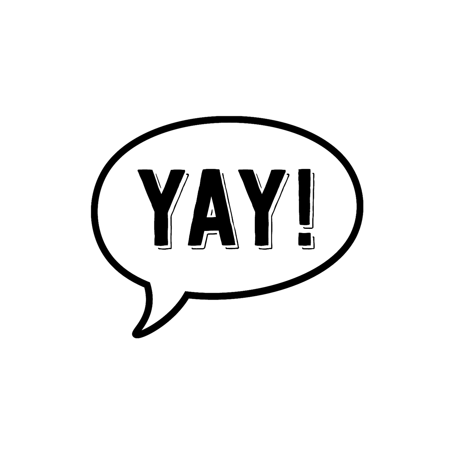Abdruck Stempel Sprechblase "YAY", 35 mm