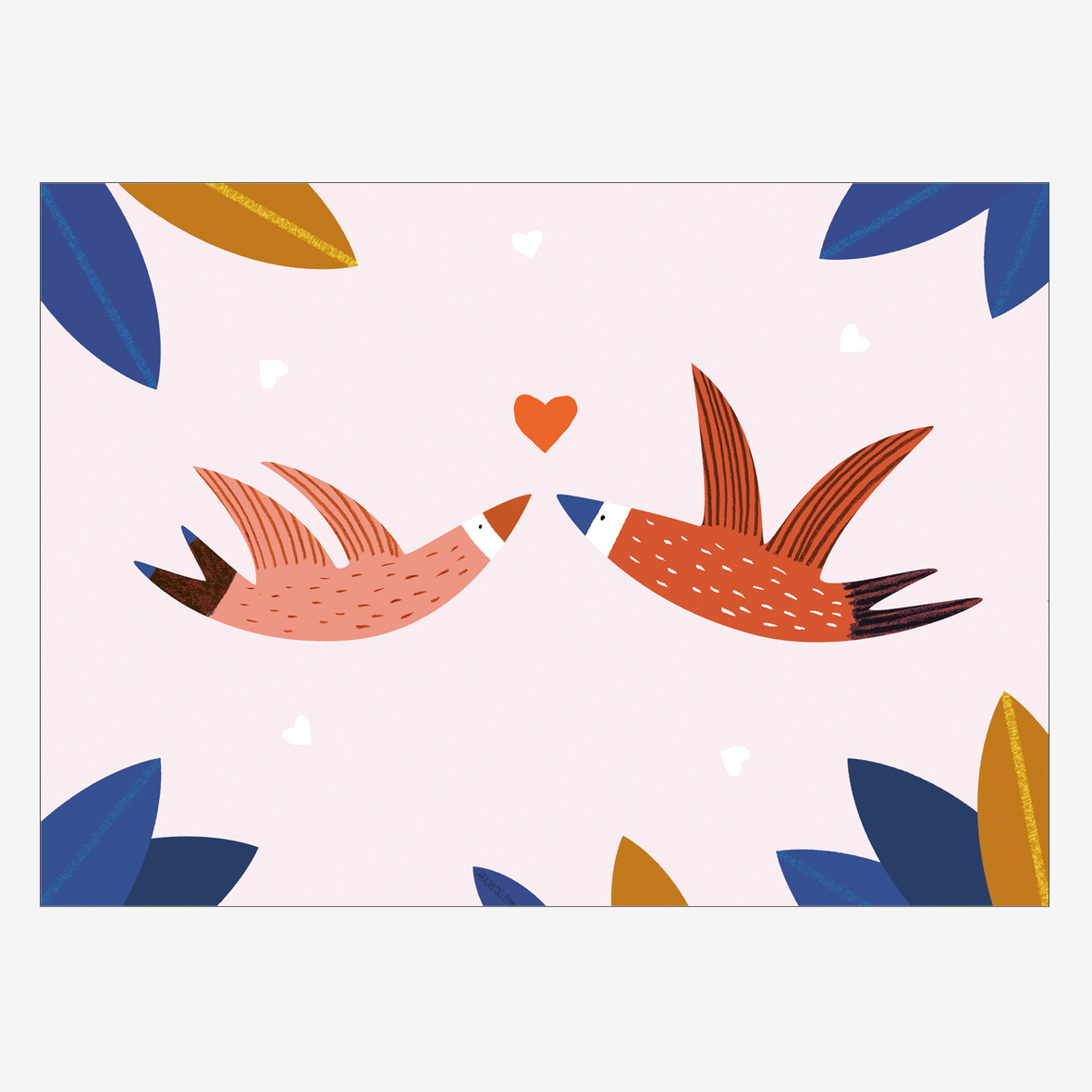 Postkarte "Love" mit Vögel