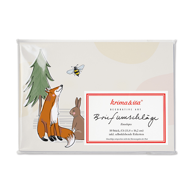 krima&isa 10 Briefumschläge Waldtiere