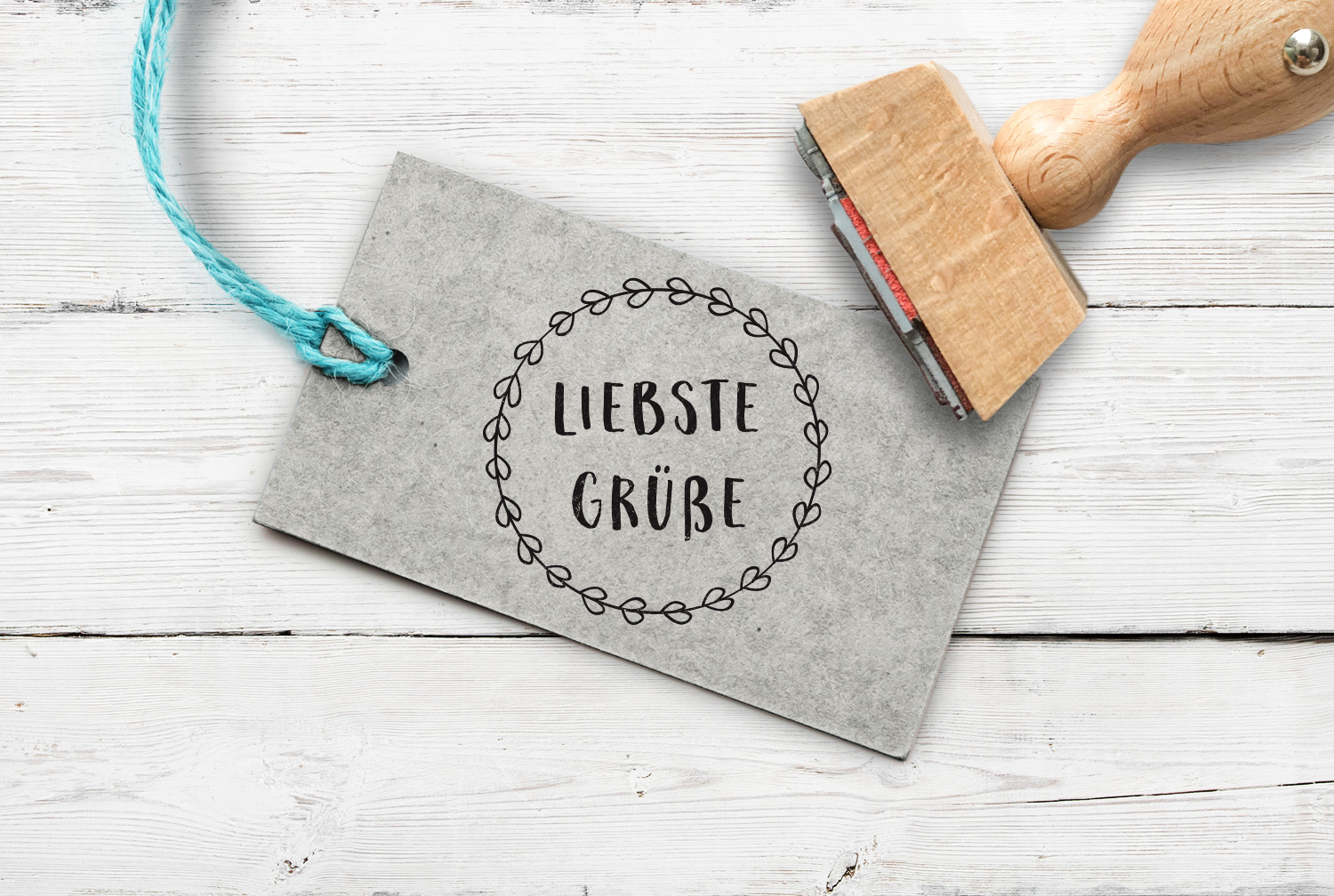 Stempel "Kranz Liebste Grüße" 60 mm