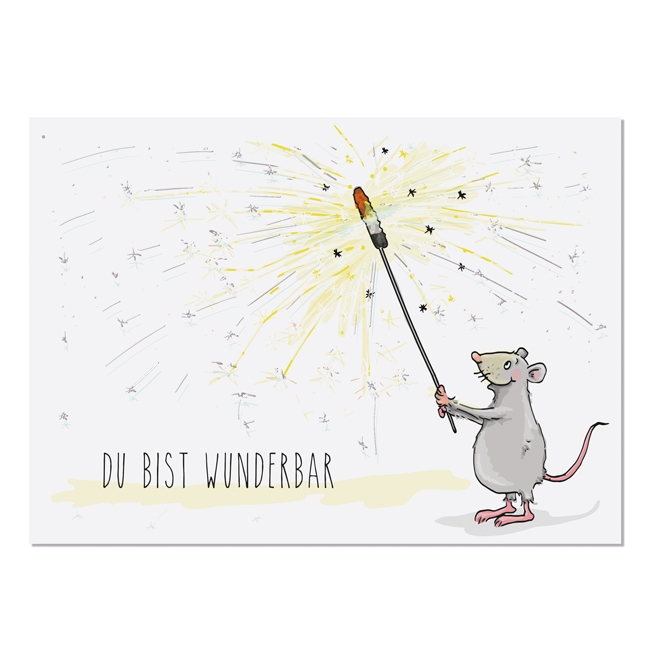 krima&isa Postkarte Du bist wunderbar - Wunderkerze