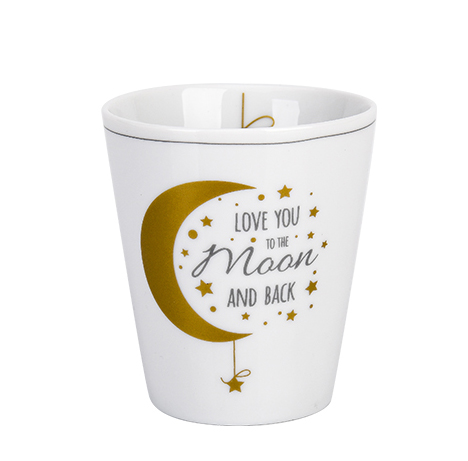 Tasse "love you to the moon and back", grau/gold