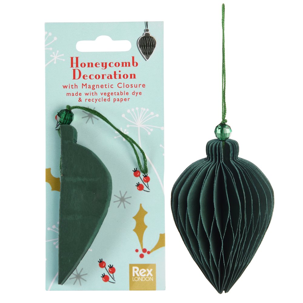 Anhänger/Weihnachtsschmuck aus Papier, Tropfenform, grün