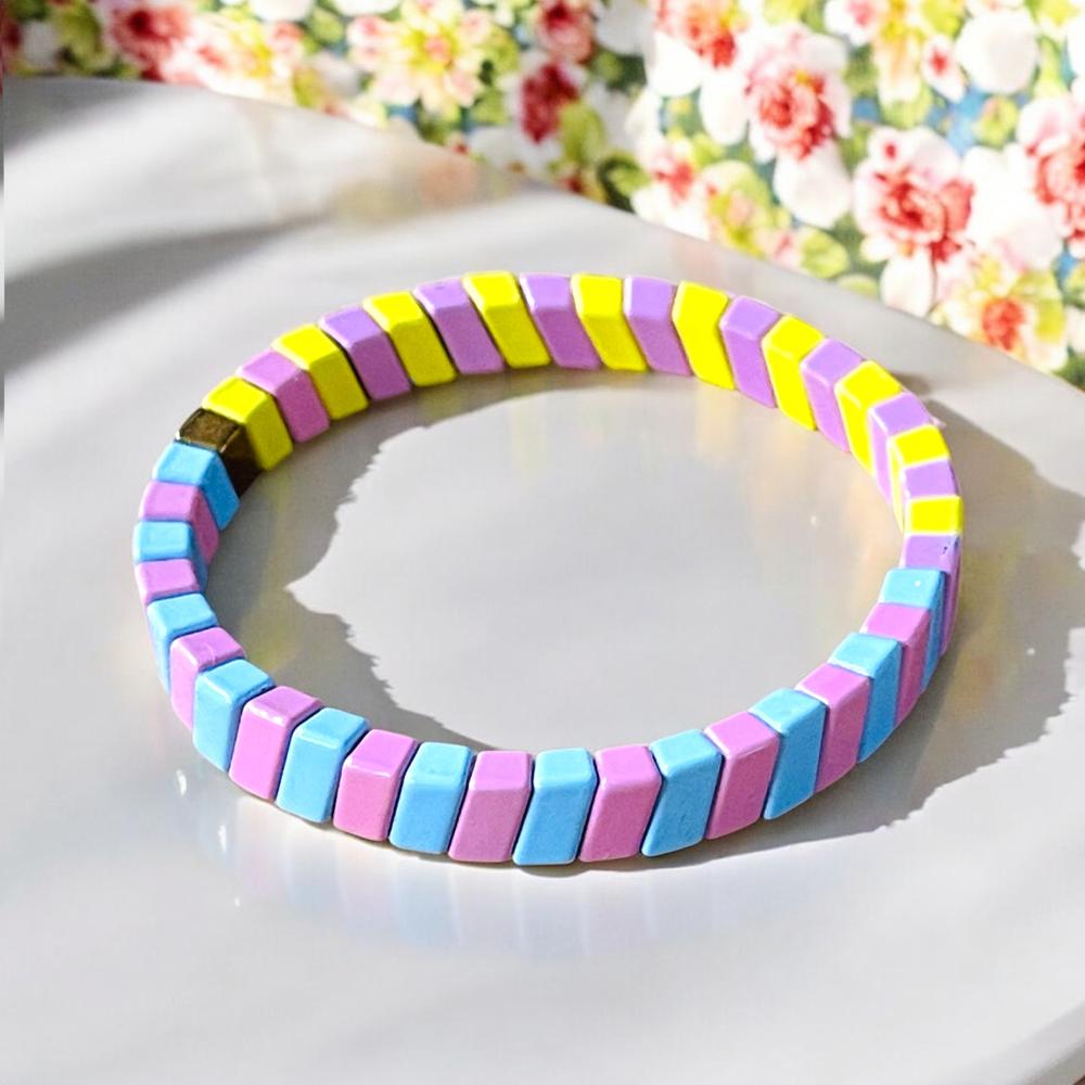 Armband, colorblock, lightblue-rose-yellow