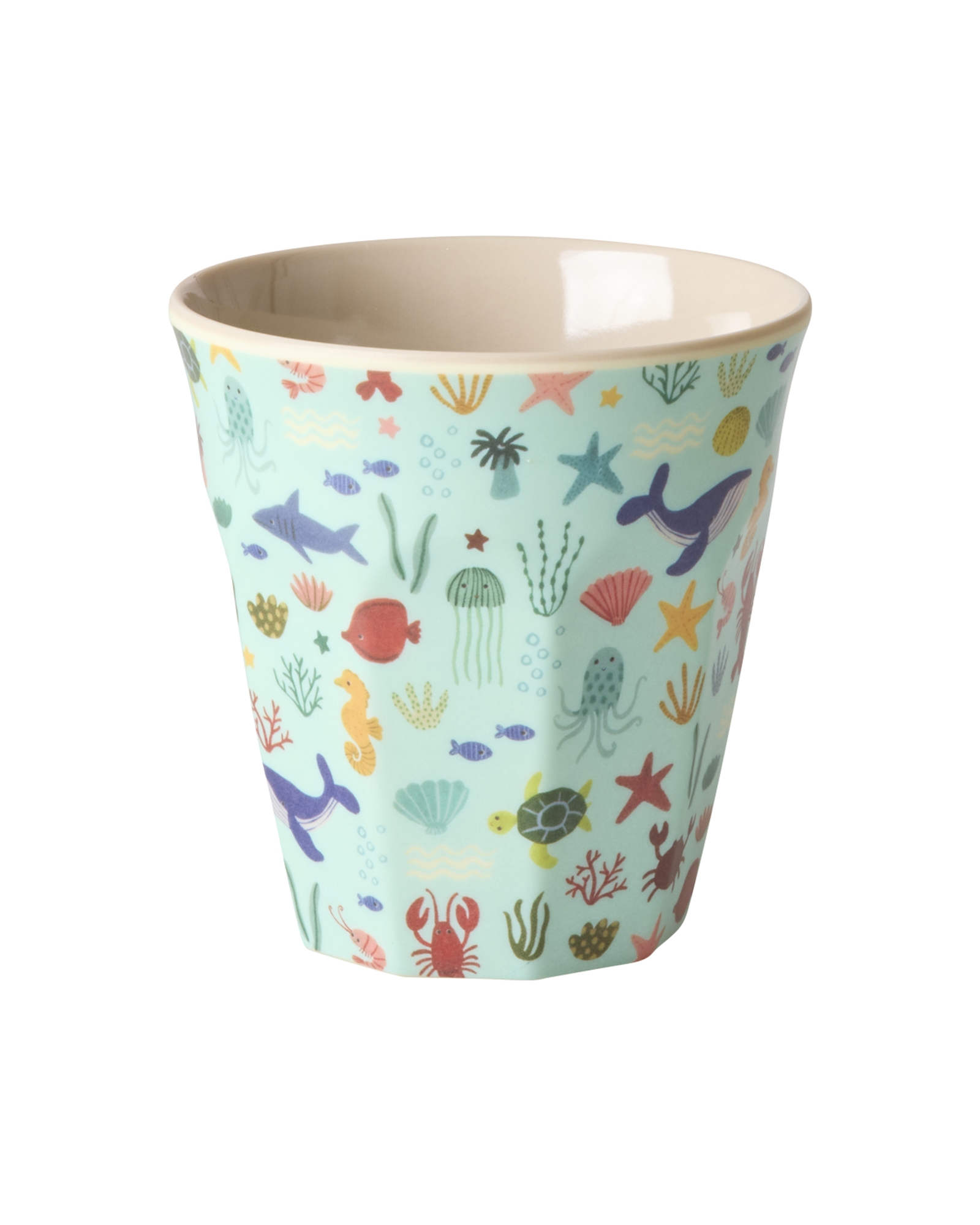 Becher "Meerestiere", blau (Personalisierung möglich)