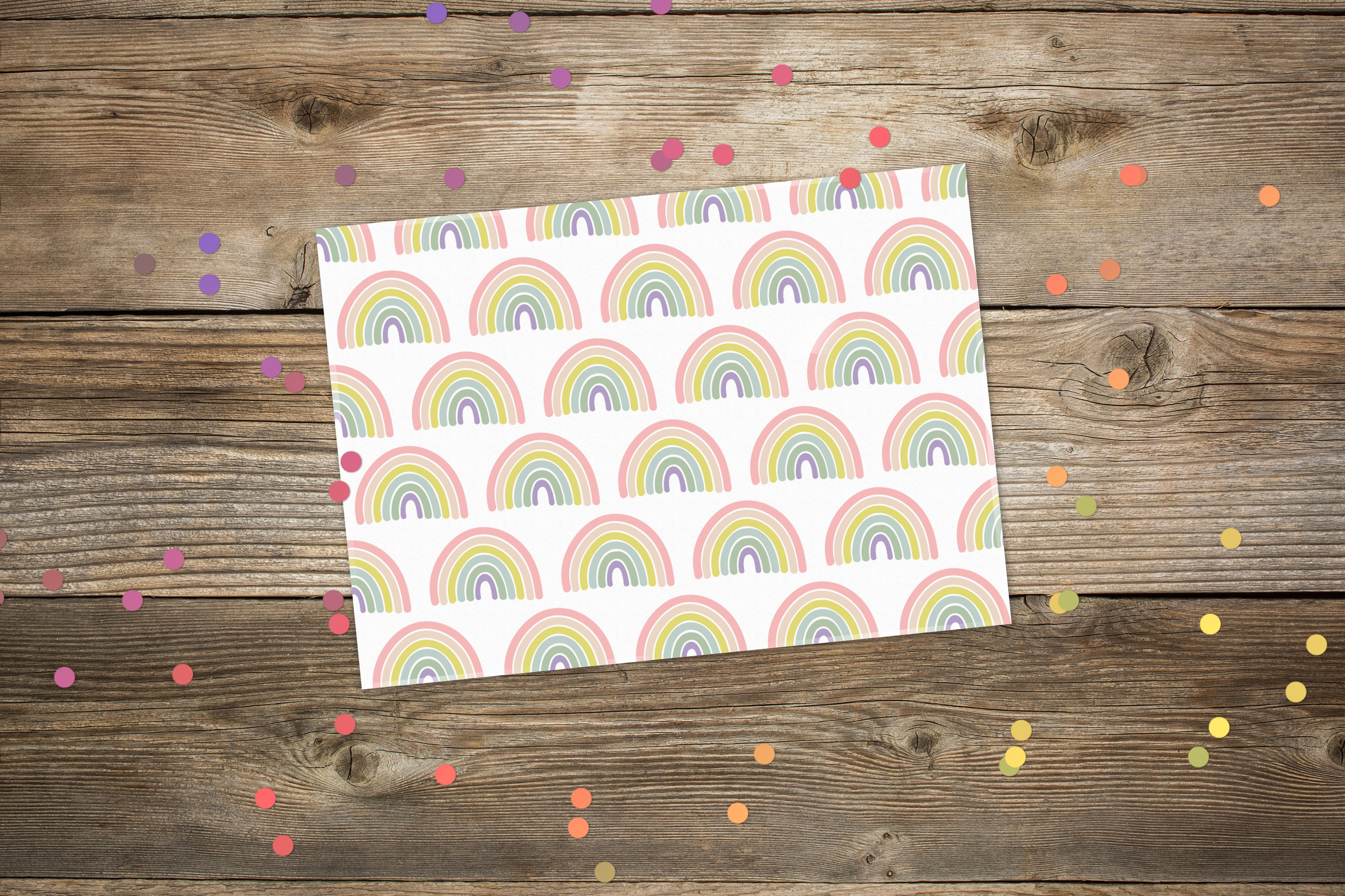 Postkarte Regenbogen pastell