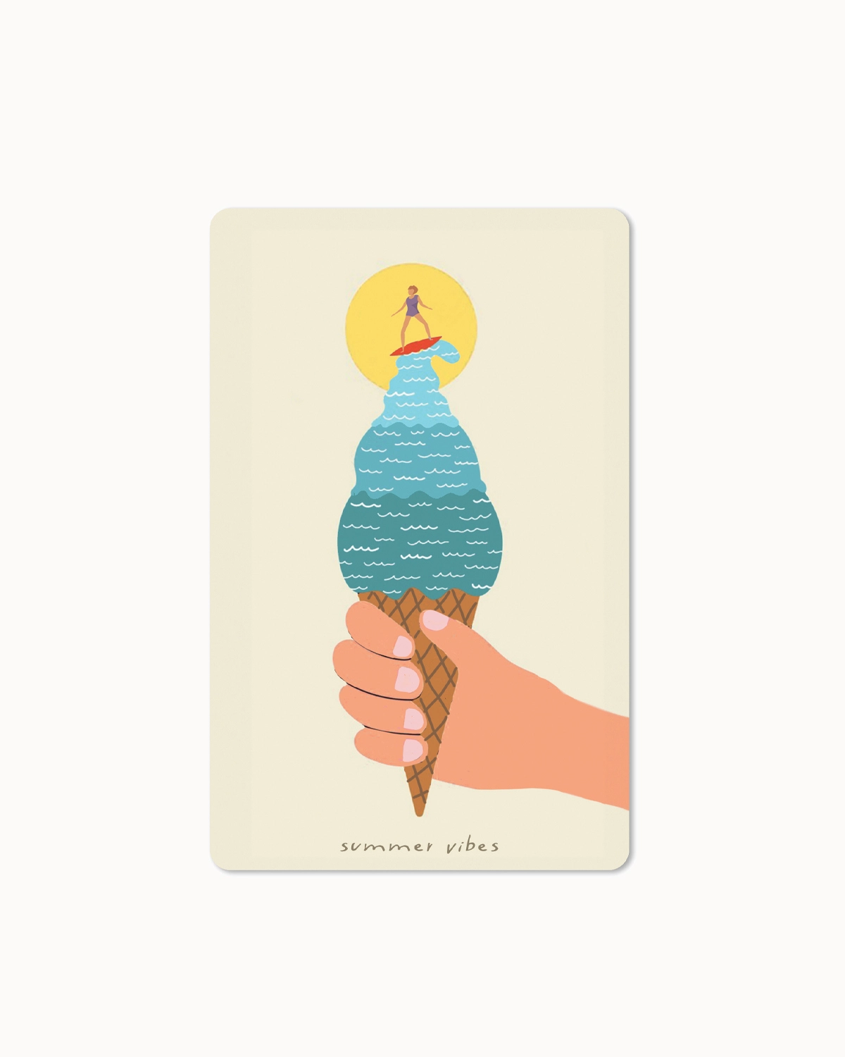 Postkarte Summer vibes - Eis mit Surfer