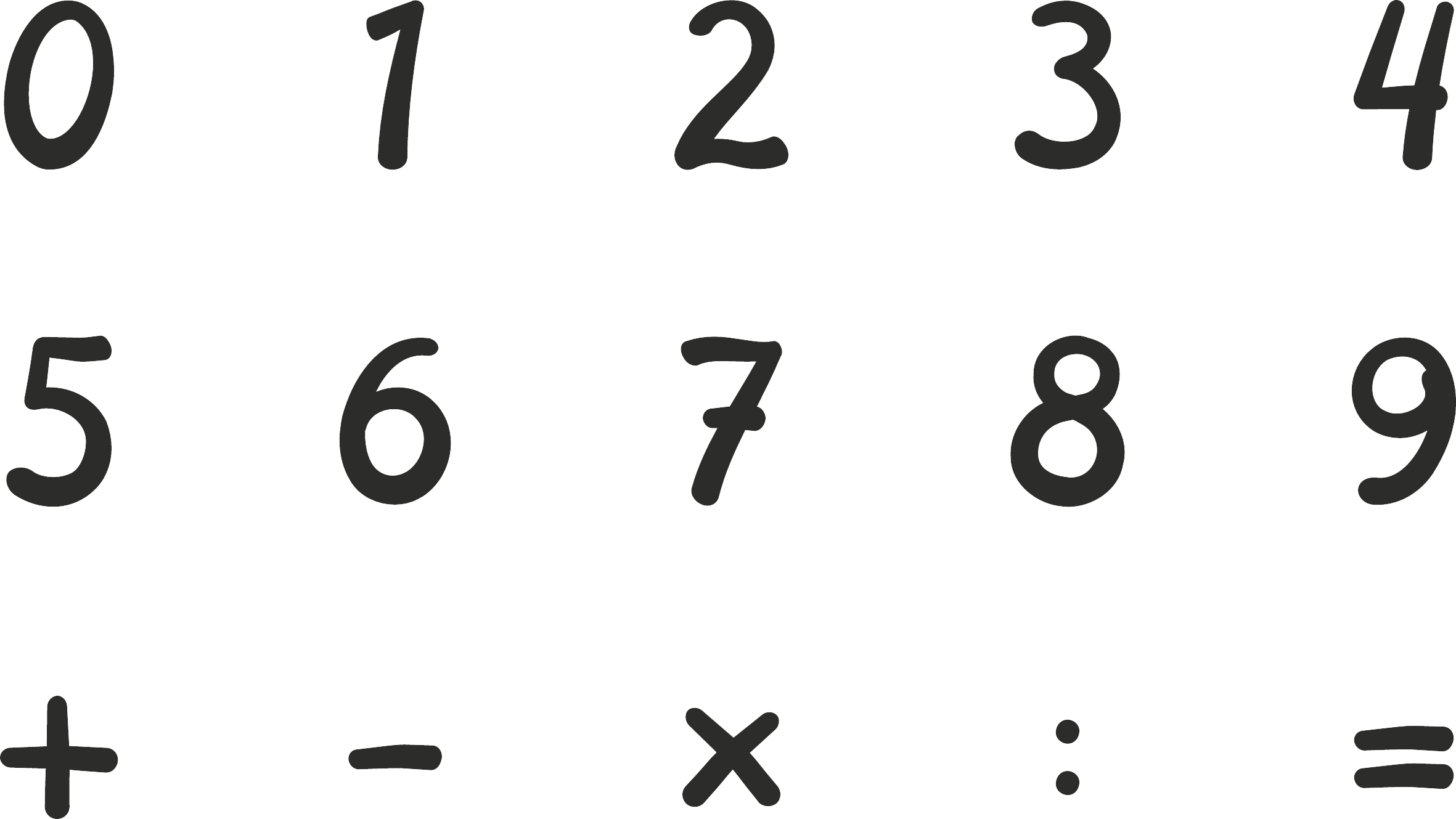 Stempel-Set, Zahlen (0 - 9 und Mathe-Zeichen)
