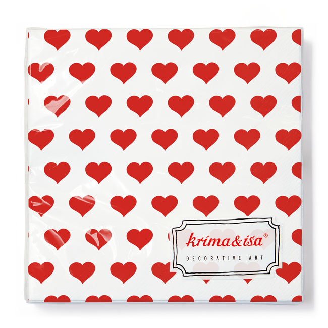 krima&isa Servietten Herzen rot
