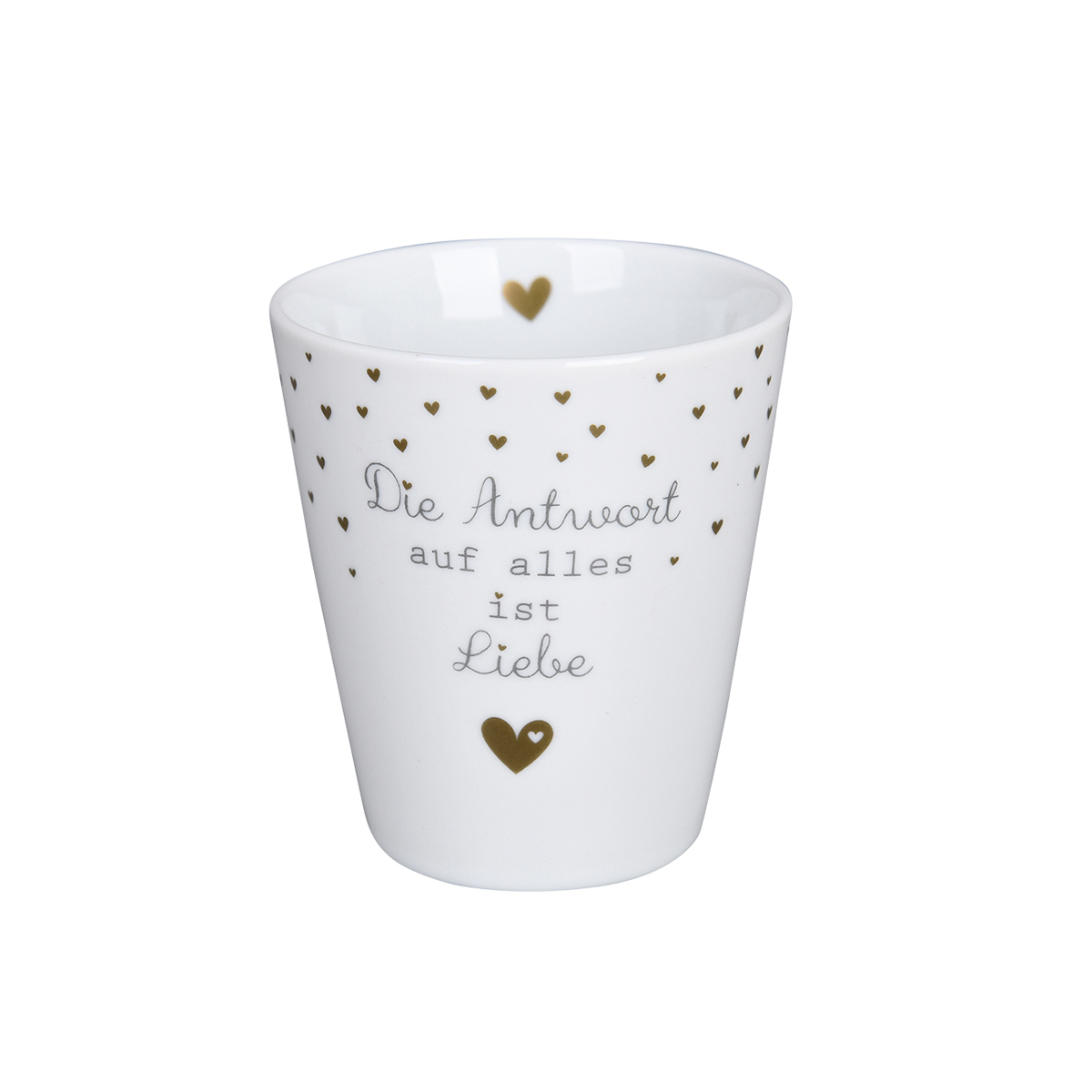 Tasse "Die Antwort auf alles ist Liebe", grau/gold