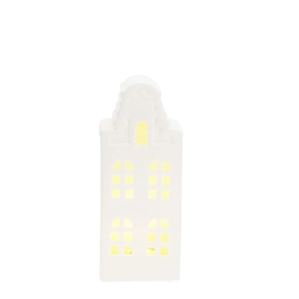 Leucht-Deko aus matter Keramik - kleines Haus (15 cm)