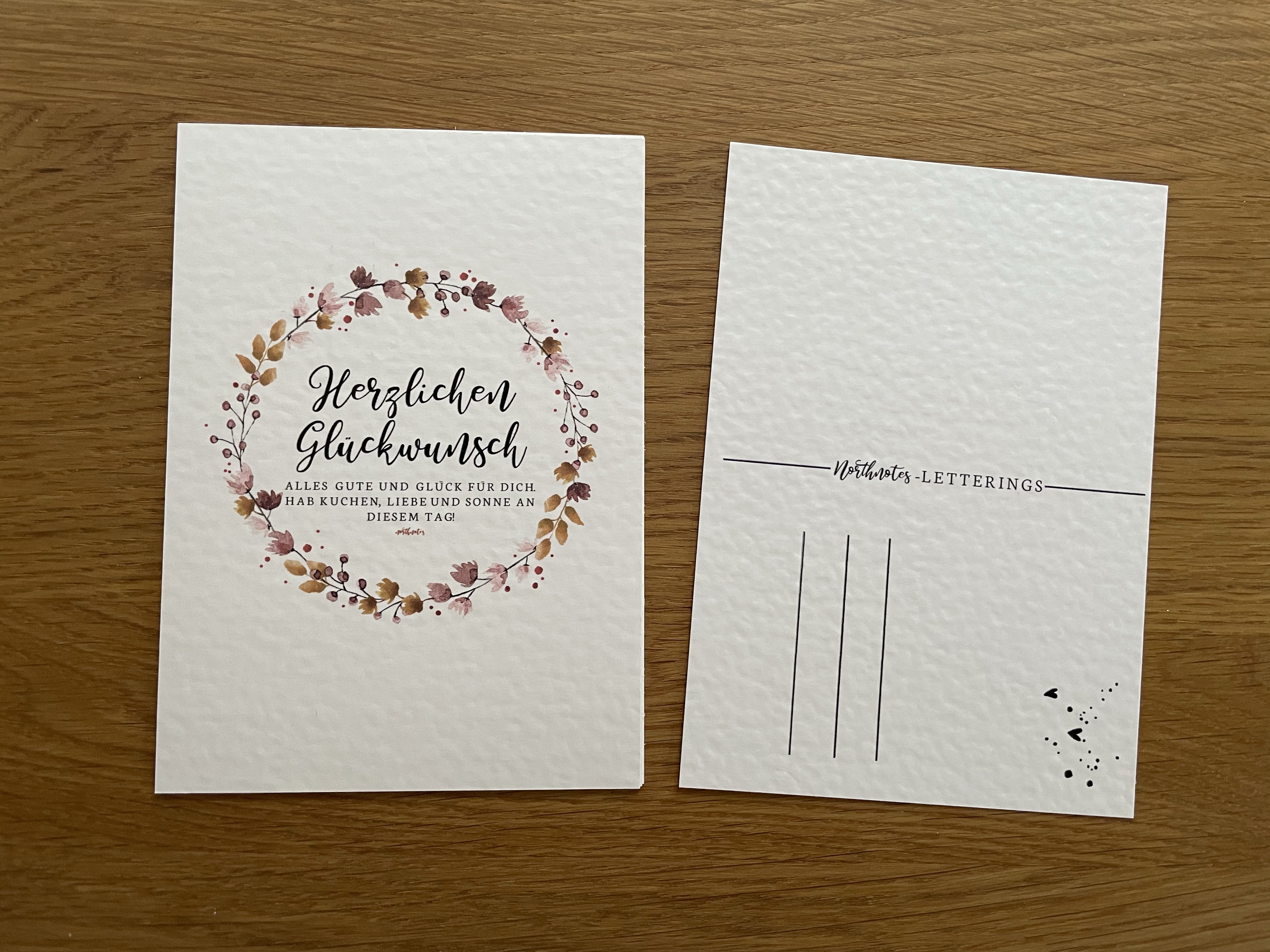 Postkarte "Herzlichen Glückwunsch" Kranz