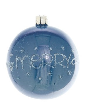 Overbeck and Friends Christbaumkugel "a very merry christmas" mittelblau