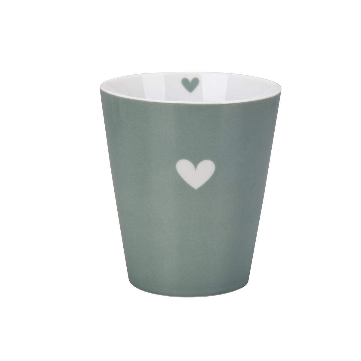 Tasse hellgrün/salbei, Herz, Happy mug