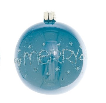 Overbeck and Friends Christbaumkugel "a very merry christmas" hellblau