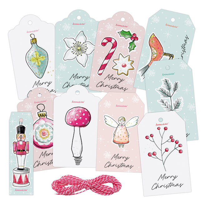 krima&isa Geschenkanhänger-Set "Weihnachtsliebelei" (10 Stück)