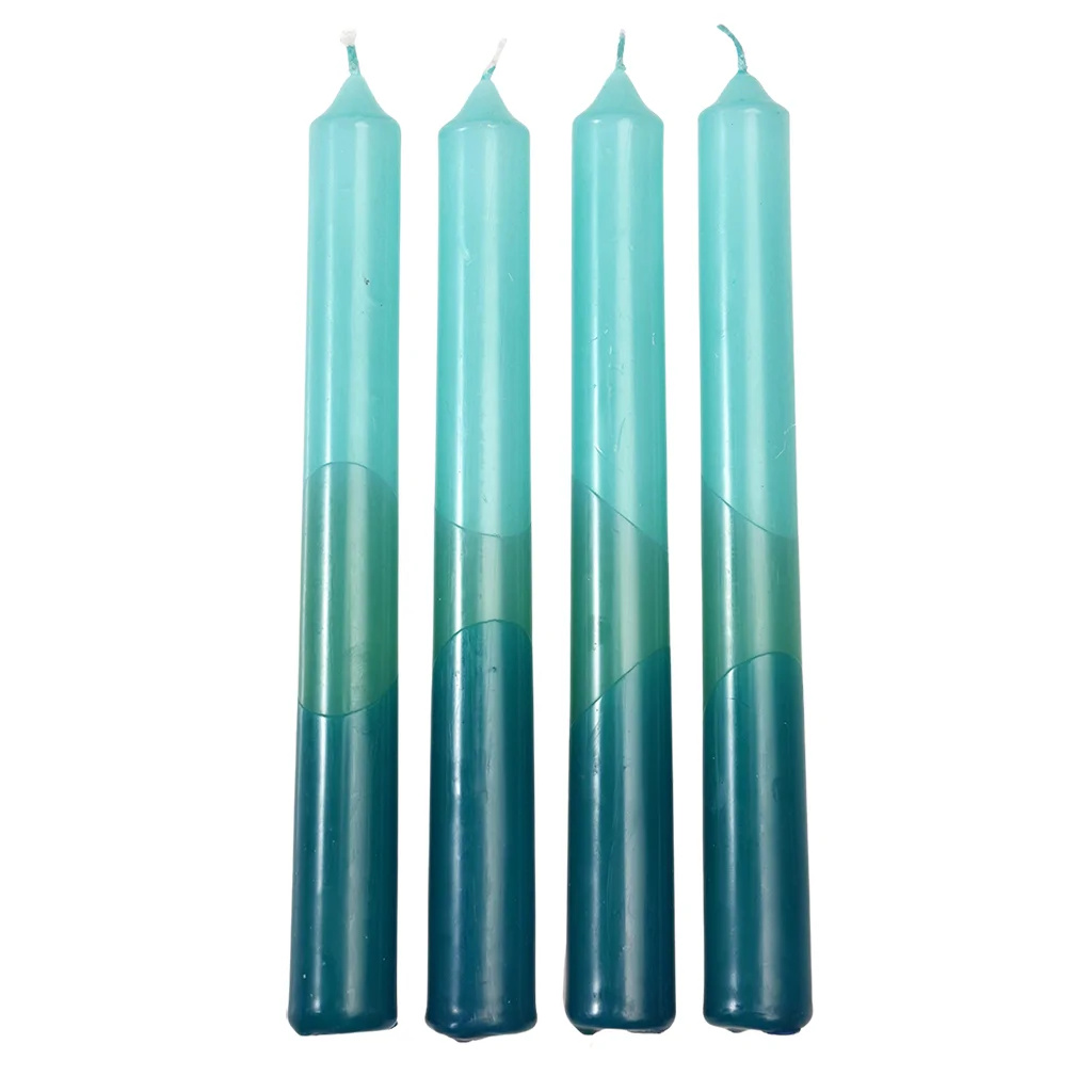 Dip Dye Kerzen in Hell- & Dunkelblau & Aquamarin (4-er Set)