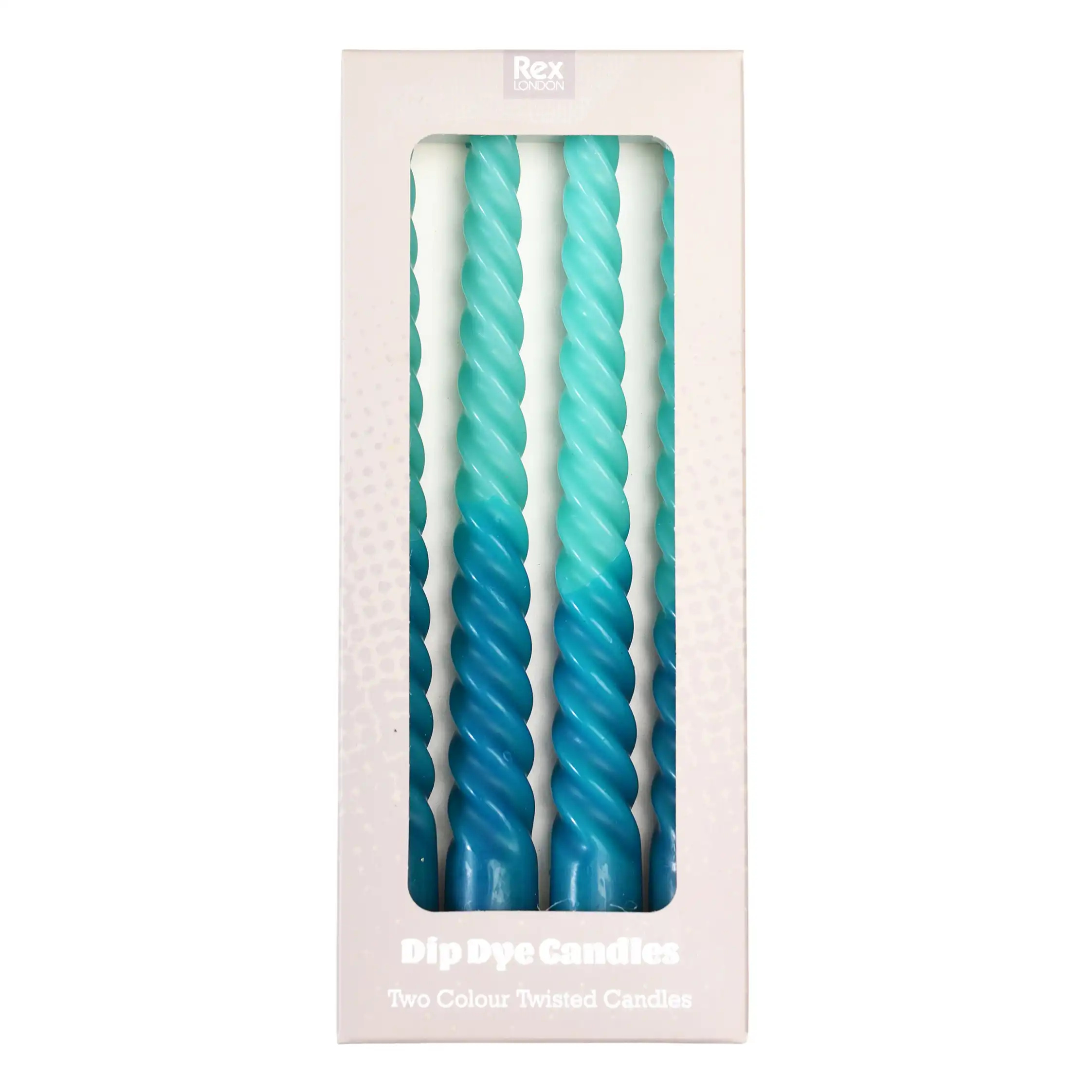 Gedrehte Kerzen Dip Dye in Hell- & Dunkelblau