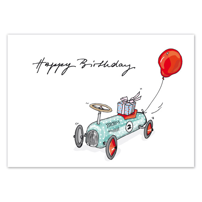krima&isa Postkarte "Happy Birthday" mit Wagen