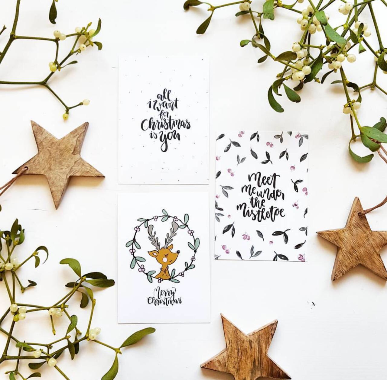 Postkarte "Merry Christmas" Rentier