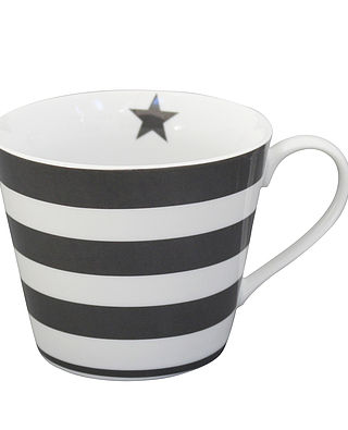 Tasse mit Henkel und Streifen, dunkelgrau