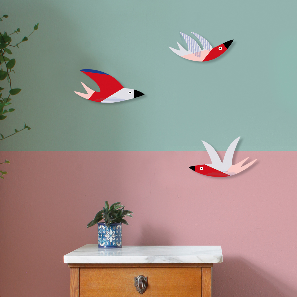 Wanddekoration "Enjoy A Swarm Of Birds" Cozy Swallows, 3 Vögel