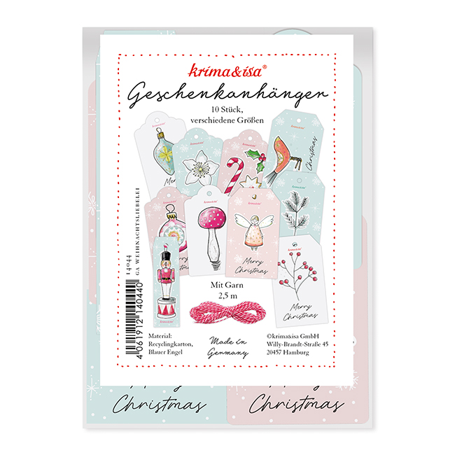 krima&isa Geschenkanhänger-Set "Weihnachtsliebelei" (10 Stück)