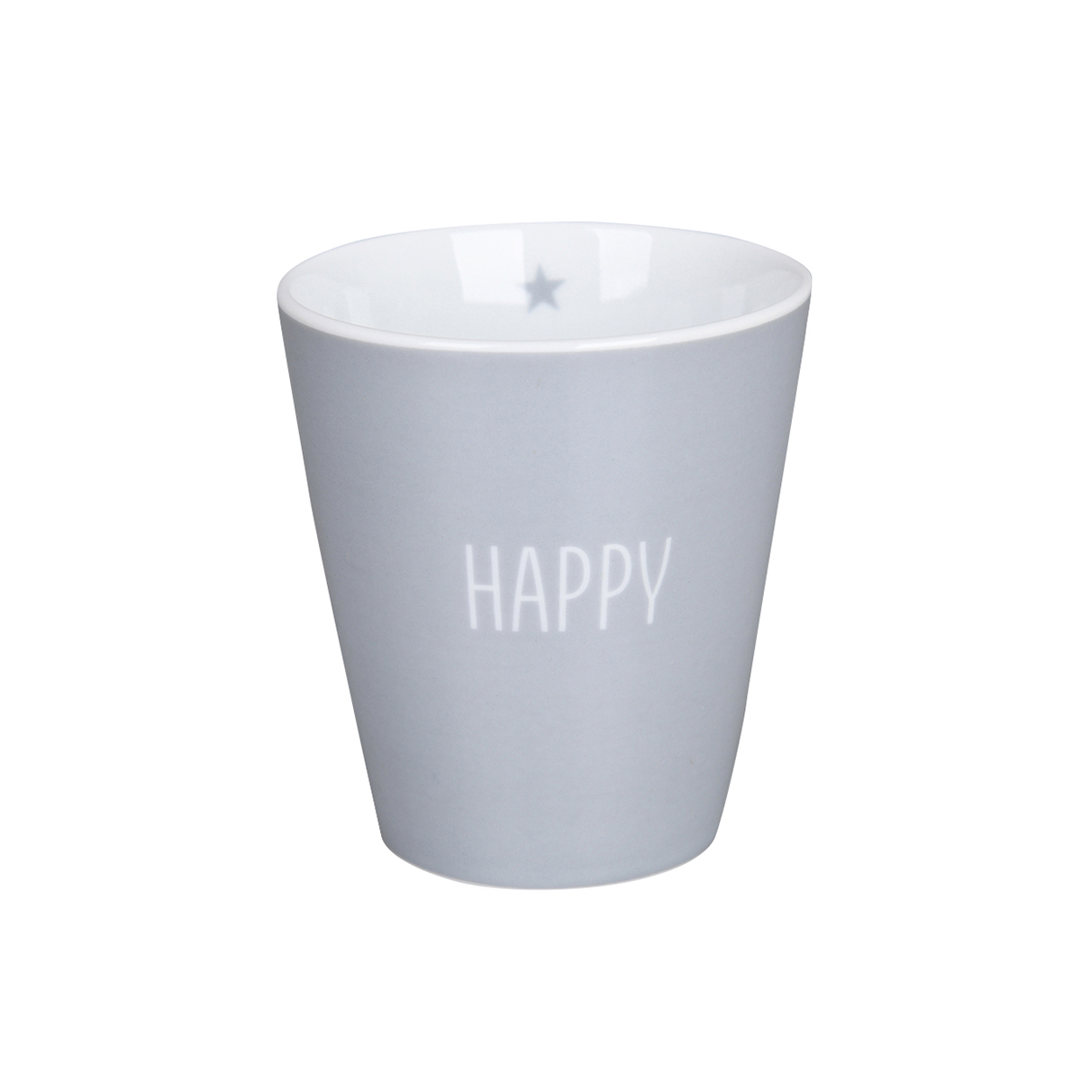 Tasse hellgrau, Happy, Happy mug