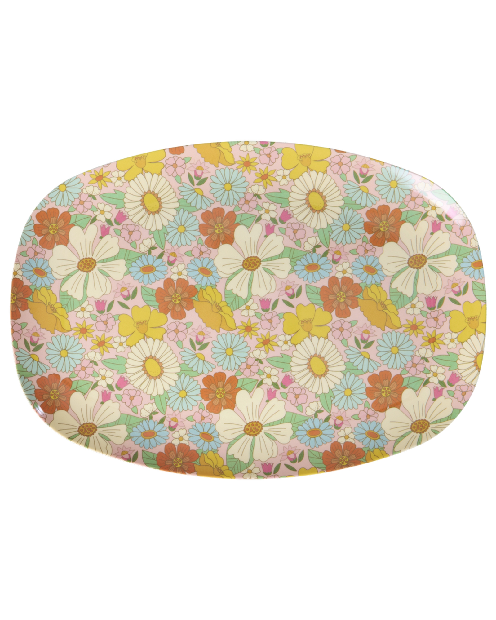 Platte "Flower Power" mit bunten Hippieblumen