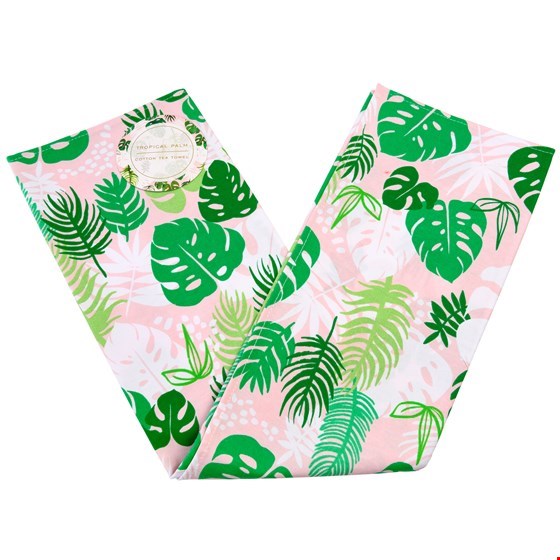 Geschirrtuch Palmen "Tropical Palm", rosa/grün