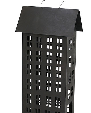 Windlicht/Laterne Haus, schwarz