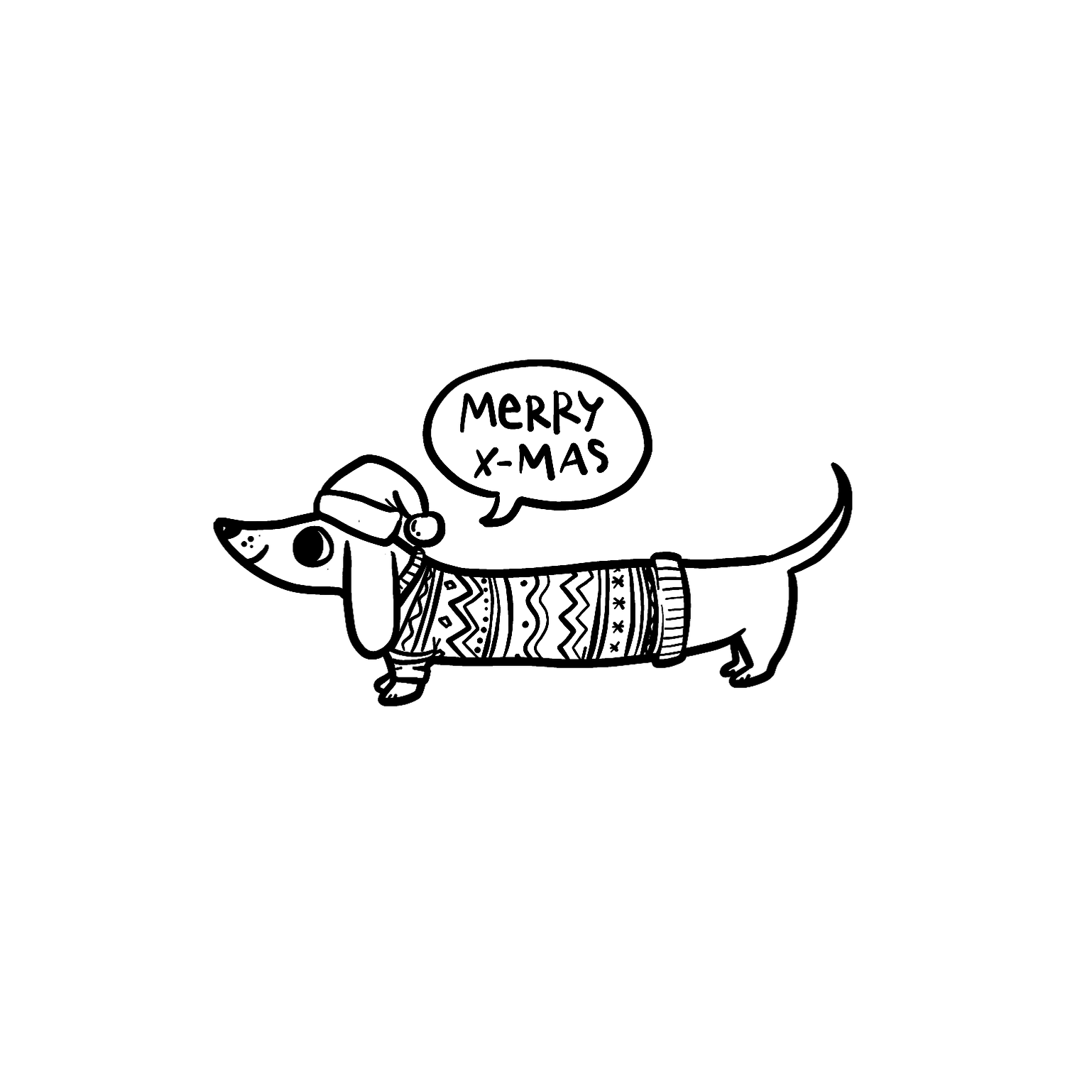 Abdruck Stempel Dackel "Merry X-Mas", 35 mm