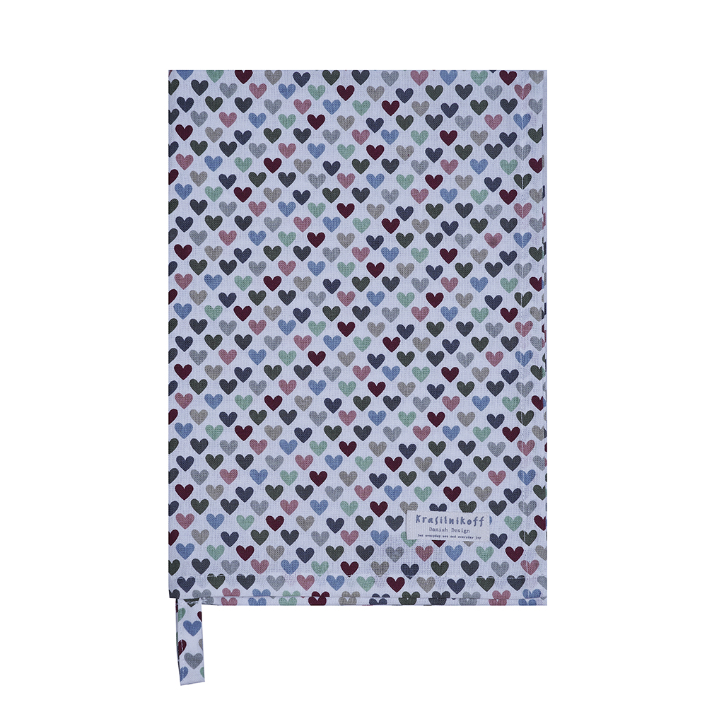 Geschirrtuch, "Harlekin heart", bunte Herzen