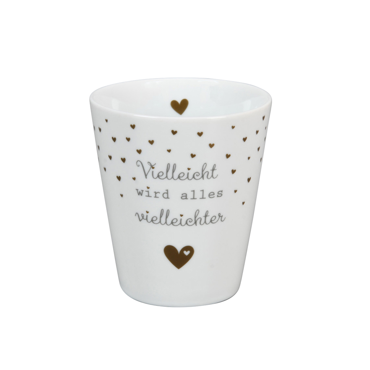 Tasse "vielleicht wird alles vielleichter", grau/gold