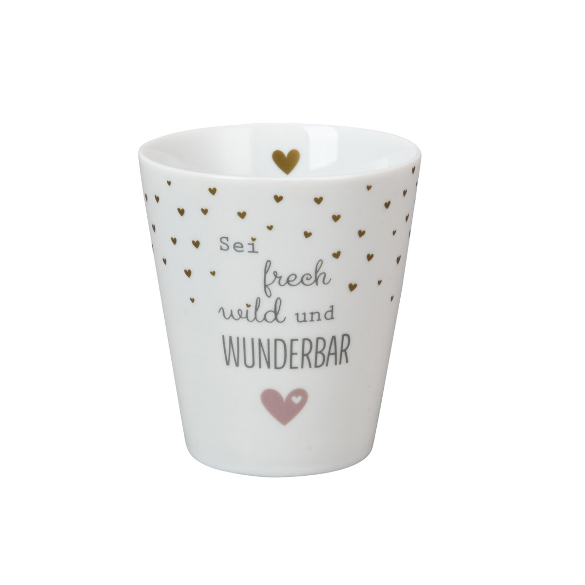 Tasse "Sei frech wild und wunderbar", grau/rosa/gold