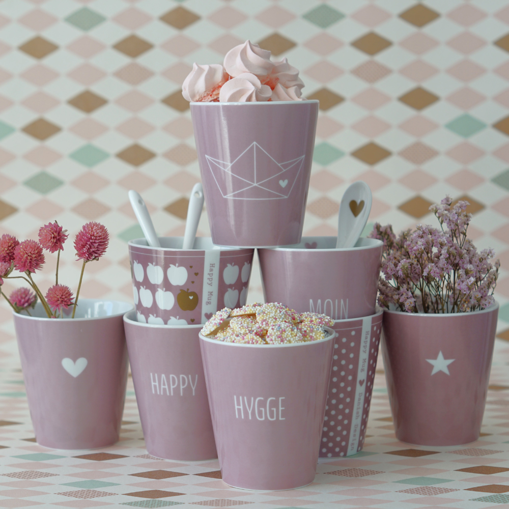 Tasse altrosa, Herz, Happy mug