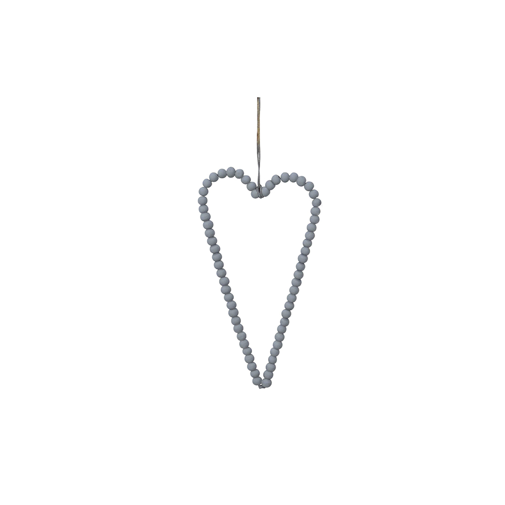 Perlenherz grau, 18 cm