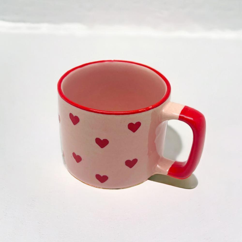 Tasse "Hearts with hearts", rosa/rot