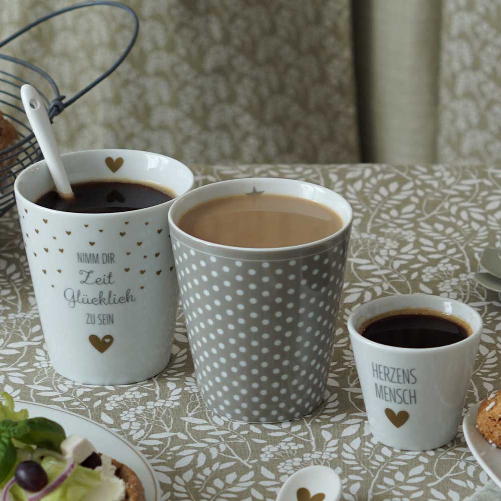 Tasse "Nimm dir Zeit glücklich zu sein", grau/gold