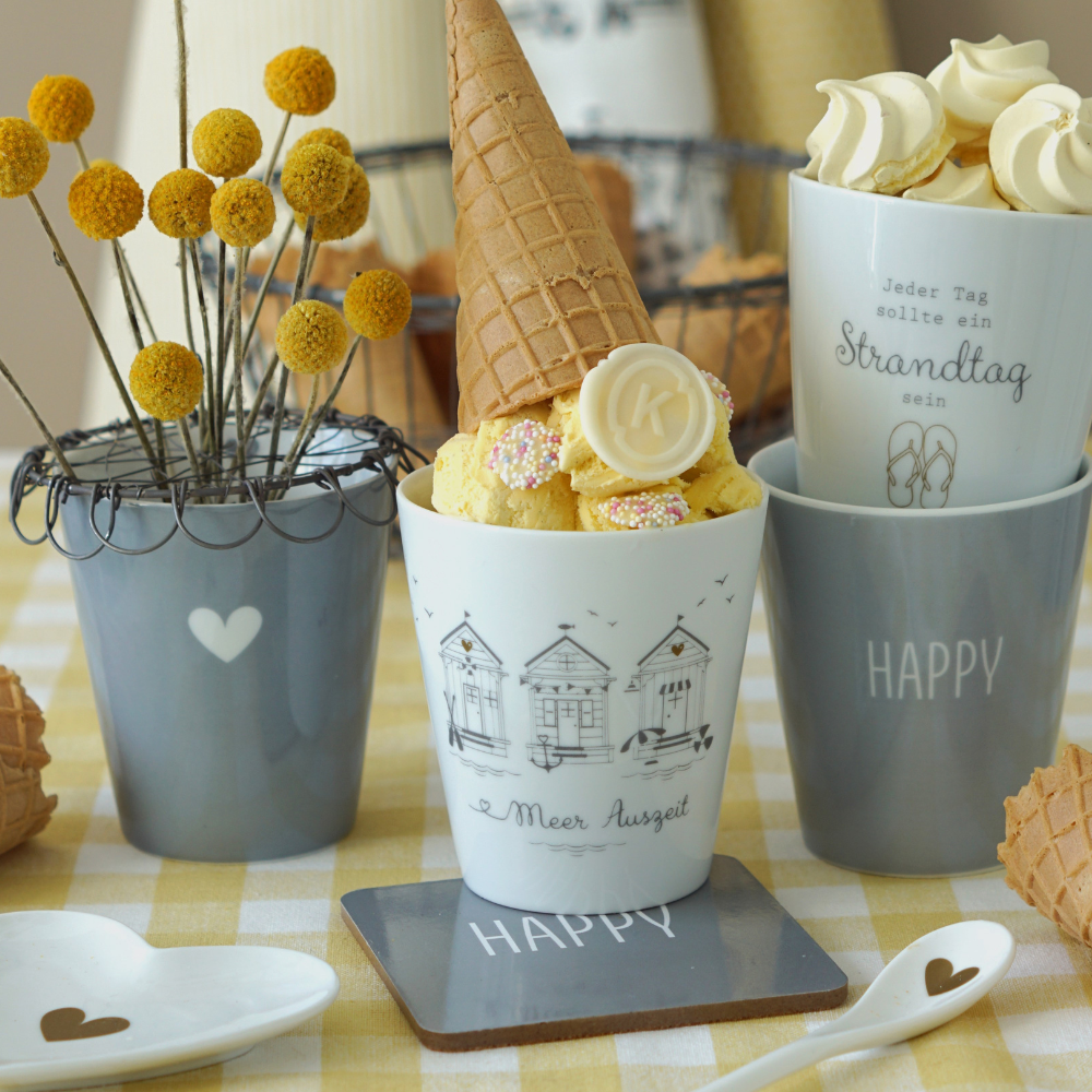 Tasse "Meer Auszeit", grau/gold