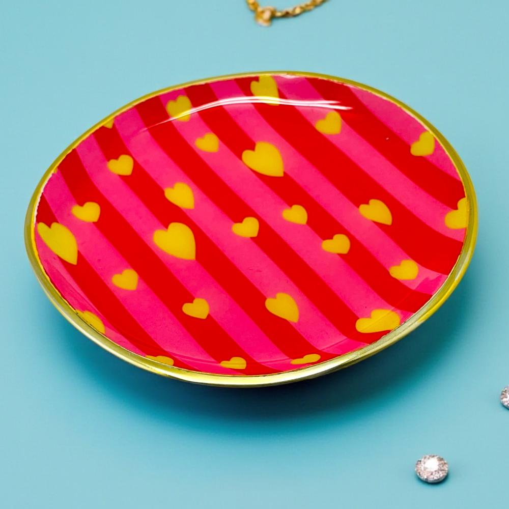 Dekoschale, Stripe Yellow hearts, L