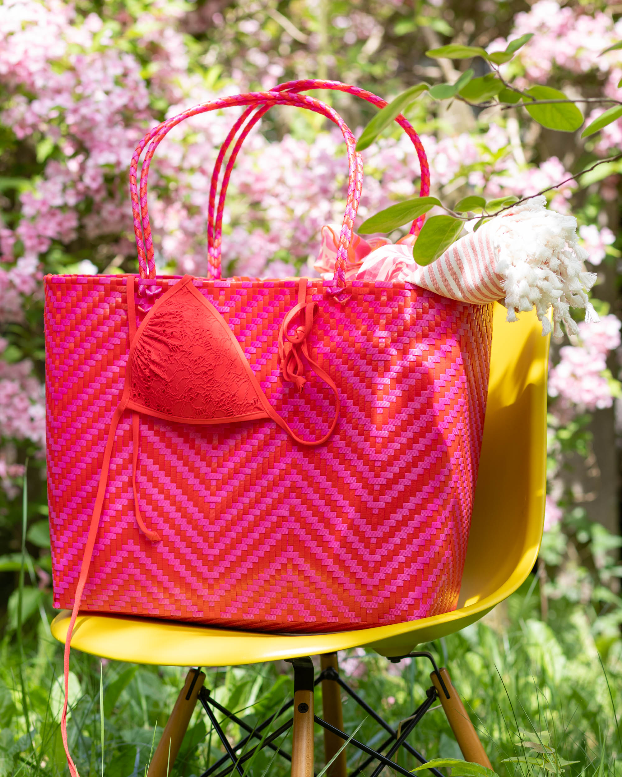 Overbeck and Friends Shopper XL, Wave rot-pink