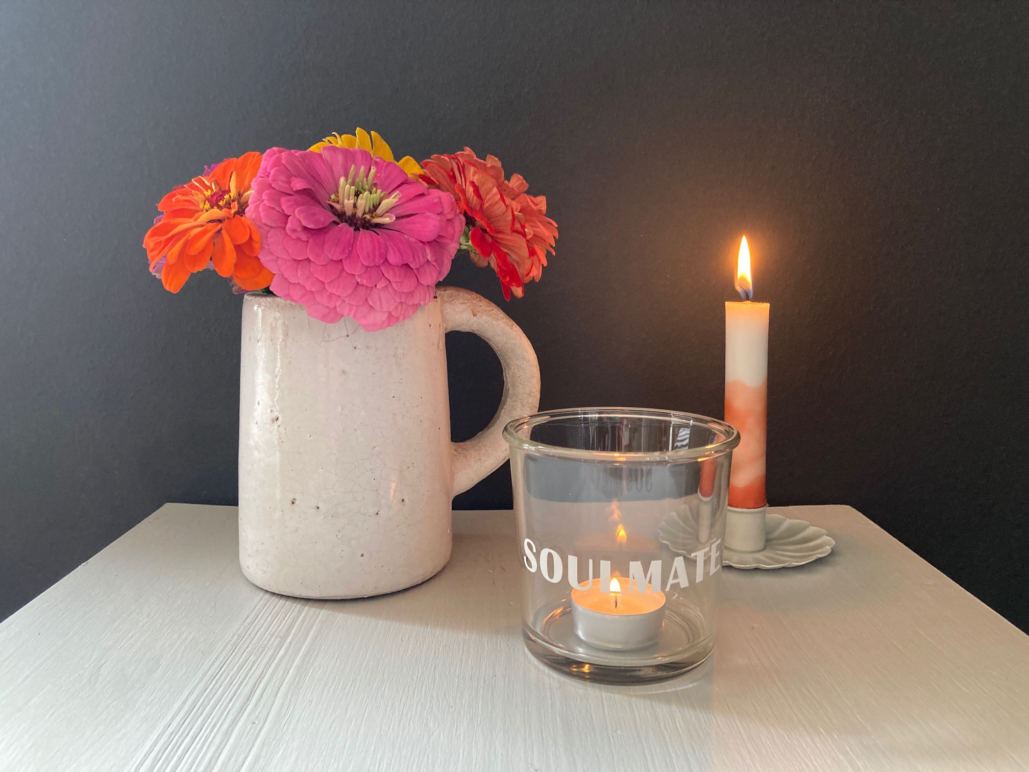 Glas/Windlicht mit Schriftzug "SOULMATE"