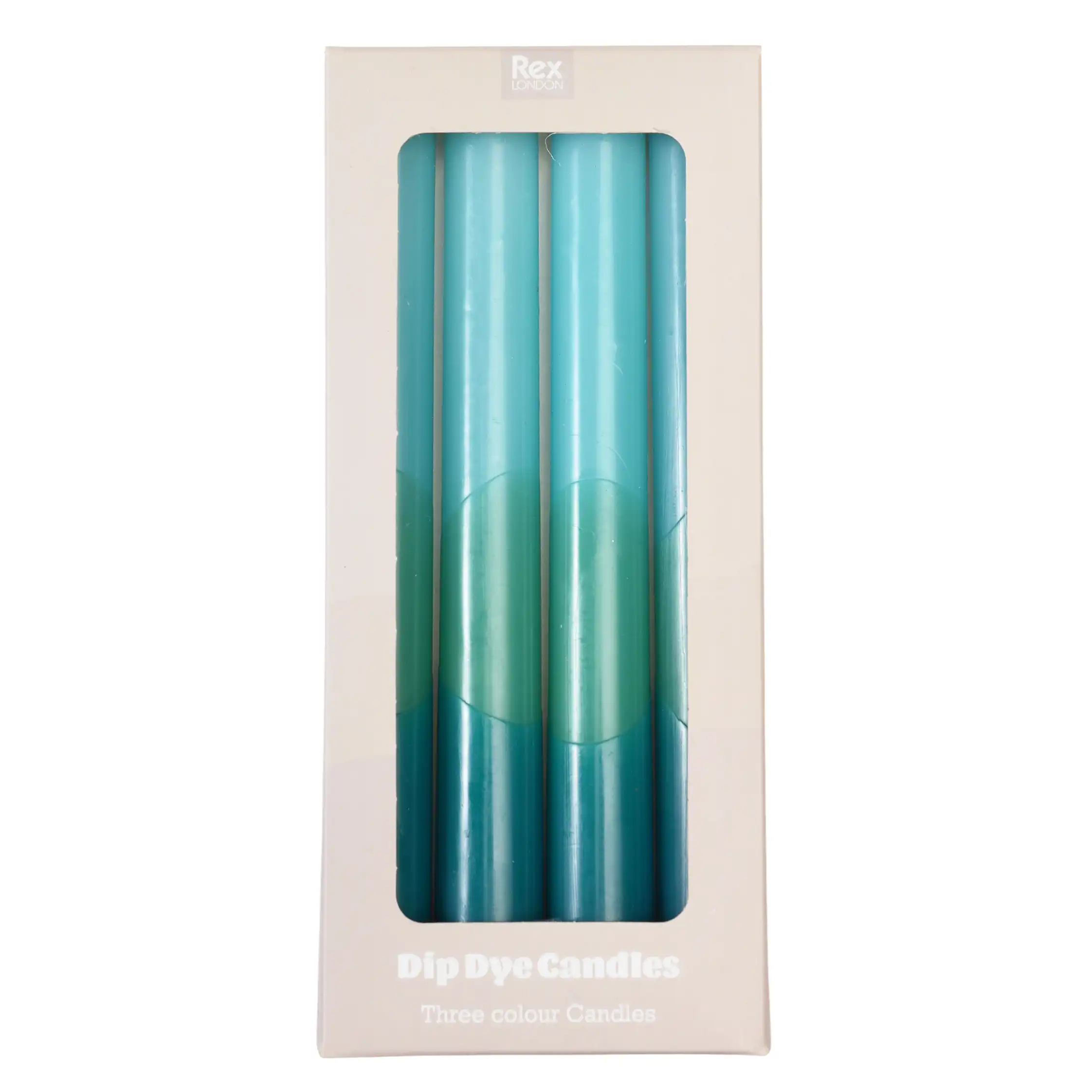 Dip Dye Kerzen in Hell- & Dunkelblau & Aquamarin (4-er Set)
