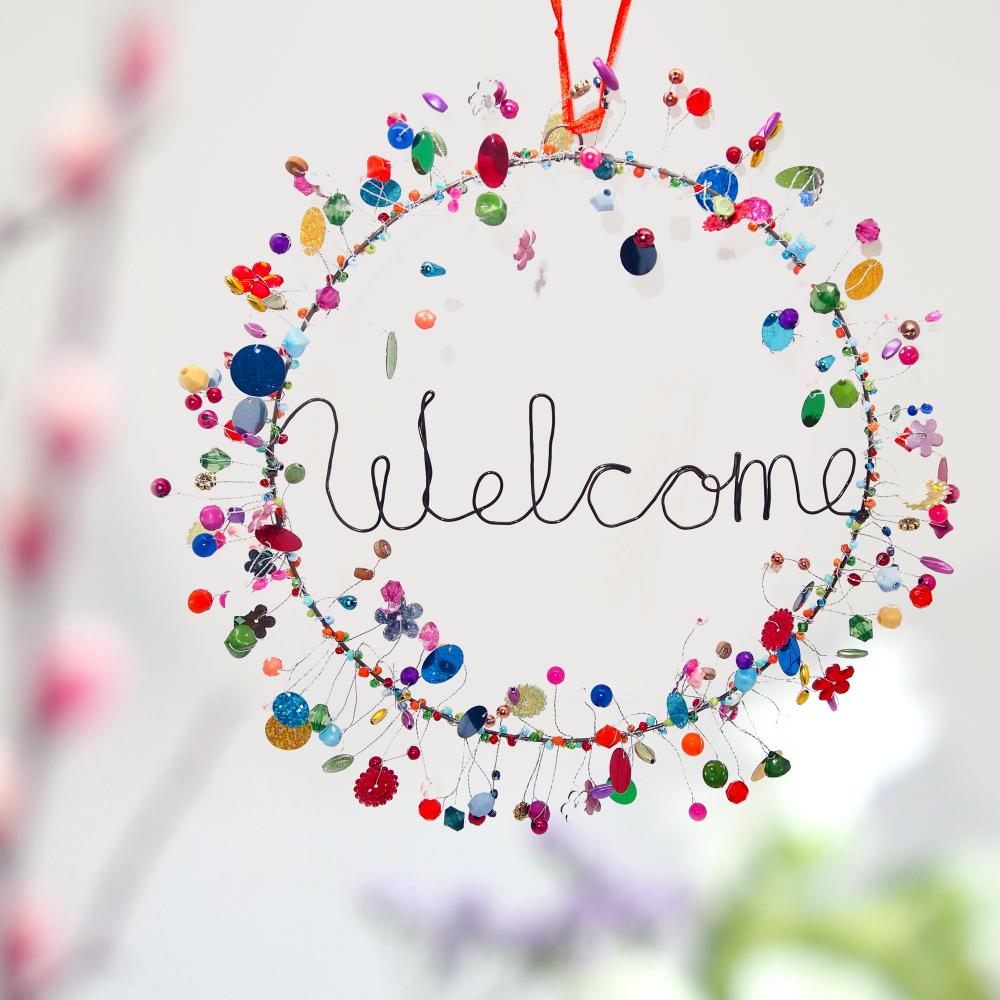 Funkelkranz "Welcome" (bunt/schwarz)